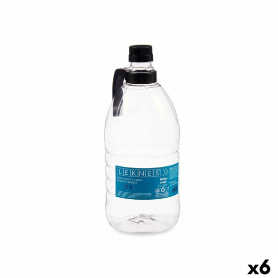 бутылка С ручкой Чёрный Прозрачный Пластик 2 L 11,5 x 28,7 x 11,5 cm (6 штук)