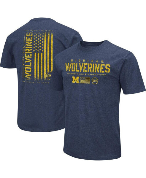 Men's Heather Navy Michigan Wolverines OHT Military-Inspired Appreciation Flag 2.0 T-shirt