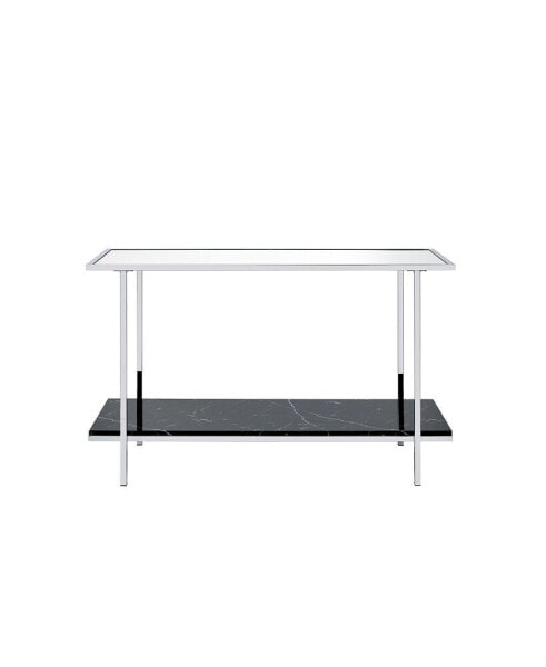 Angwin Console Table, Mirrored, Faux Marble & Chrome