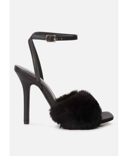 tarantino faux fur stiletto sandals