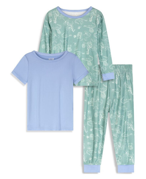 Baby Boys Snug Fit Pajama with Pant, Long Sleeve T-shirt and Short Sleeve T-shirt, 3 Piece Set