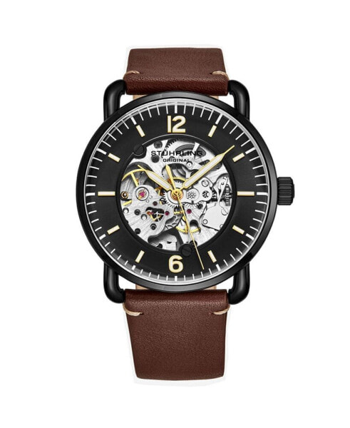 Men's Brown Leather Strap Watch 42mm