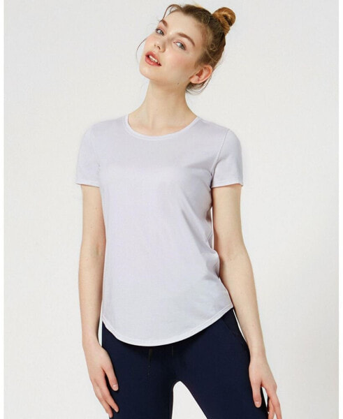 Rebody Essentials Scooped Short Sleeve Top For Women