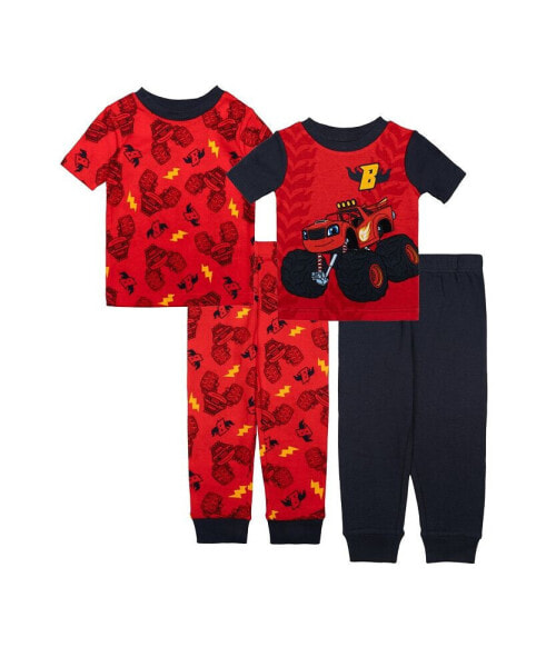 Toddler Boys Cotton 4 Piece Pajama Set