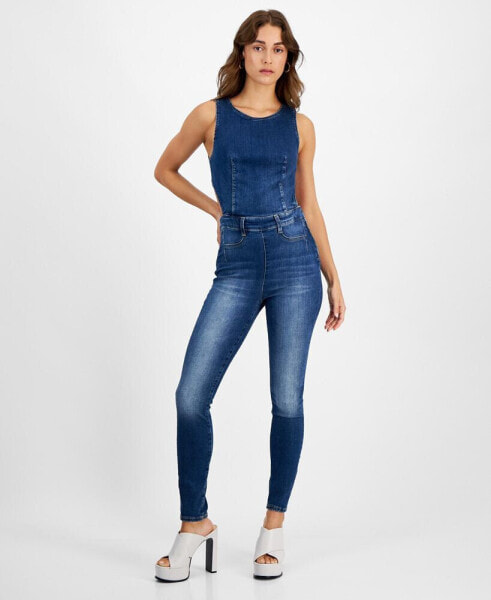 Women's Lola Open-Back Skinny Denim Jumpsuit