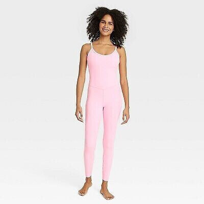Women's Rib Full Length Bodysuit - All in Motion Pink M