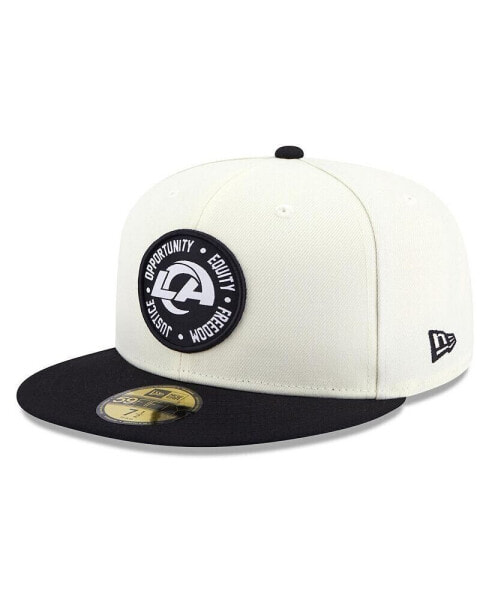 Головной убор для мужчин New Era Los Angeles Rams 2022 Inspire Change в цветах кремовом и черном 59FIFTY