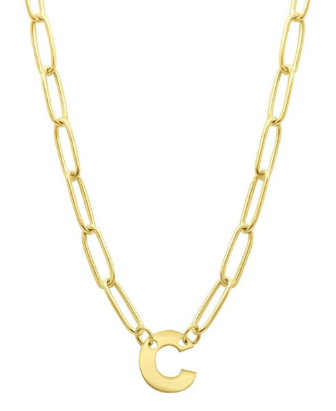 Tarnish Resistant 14K Gold-Plated Mini Initial Paperclip Chain Necklace