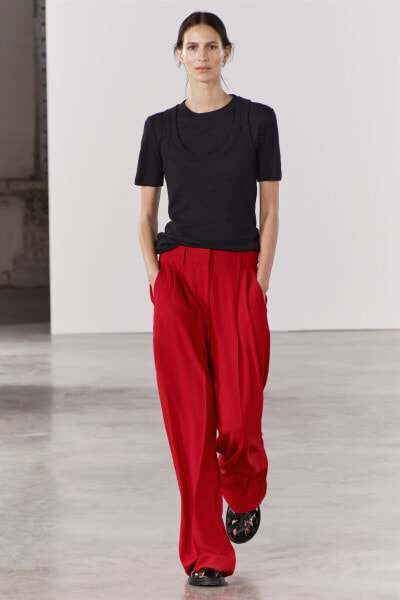 Zw collection darted masculine trousers with belt loops