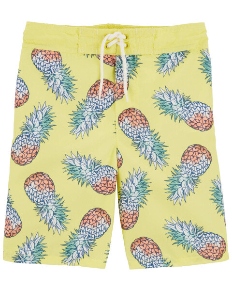 Kid Pineapple Print Swim Trunks 8