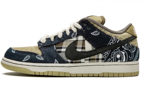 Travis Scott x Nike Dunk SB Low "Jackboys" 腰果花印花 耐磨防滑 低帮 板鞋 男女同款 蓝