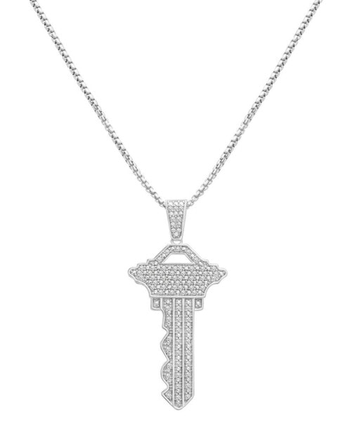 Men's Diamond Pavé Key 22" Pendant Necklace (1/4 ct. t.w.) in Sterling Silver