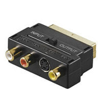 Переходник аудио/видео Wentronic SCART на композитное и S-Video - IN/OUT - SCART male (21-pin) > 3x RCA female + Mini-DIN 4 female (S-Video) - позолоченный - черный - SCART - 3x RCA / Mini-DIN 4 - черный