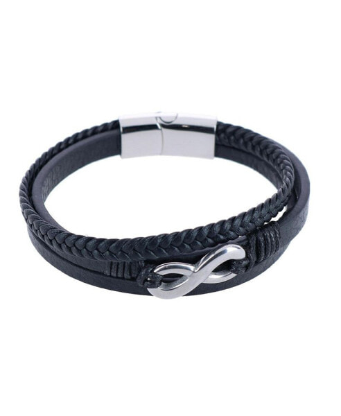 Infinity Triple Band Secure Clasp Leather Bracelet