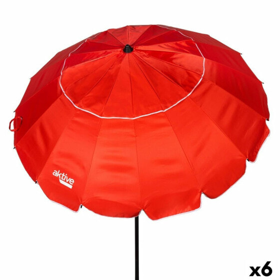 Пляжный зонт Aktive Красный Алюминий 220 x 215 x 220 cm (6 штук)