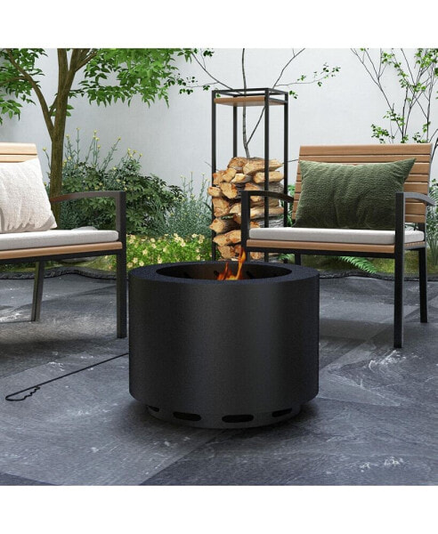 Smokeless Patio Fire Pit with Poker for Warm, Cozy Camping