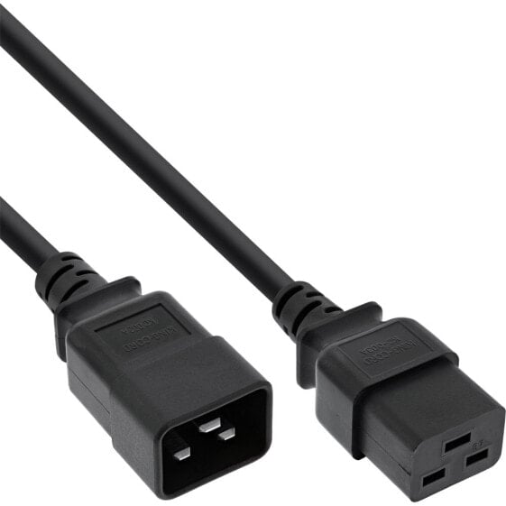 InLine power cable C19 / C20 3-pin IEC male / female black 0.3m
