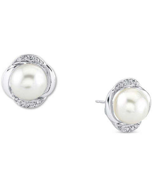 Серьги Macy's Cultured Pearl & Diamonds