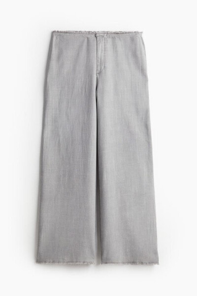Frayed-edge Linen-blend Pants