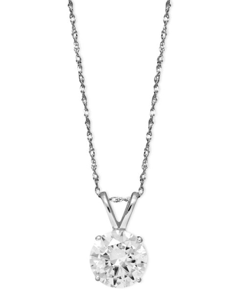 Arabella 14k White Gold Necklace, Cubic Zirconia Round Pendant (2-1/6 ct. t.w.)