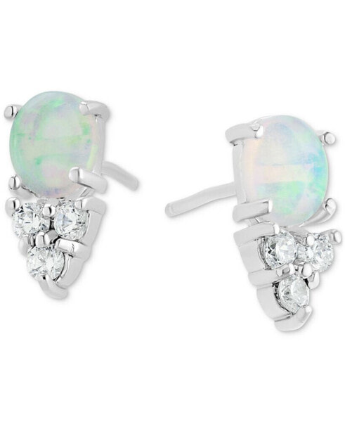 Simulated Opal (3/4 ct. t.w.) & Cubic Zirconia Stud Earrings in Sterling Silver, Created for Macy's