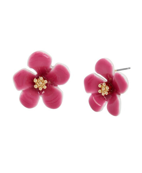 Enamel Tropical Flower Stud Earrings