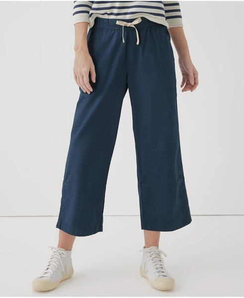 Cotton Classic Woven Twill Drawstring Crop Pant