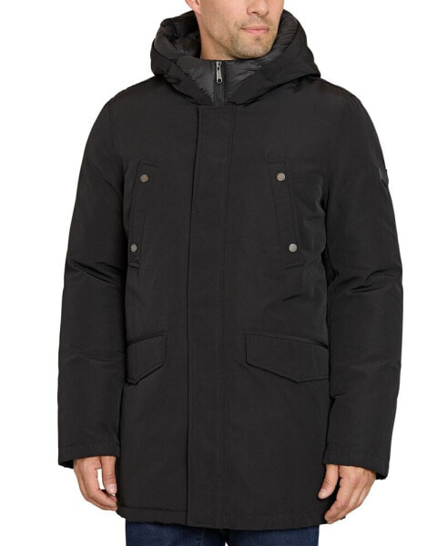 Men's Three-Quarter Hooded Parka Coat