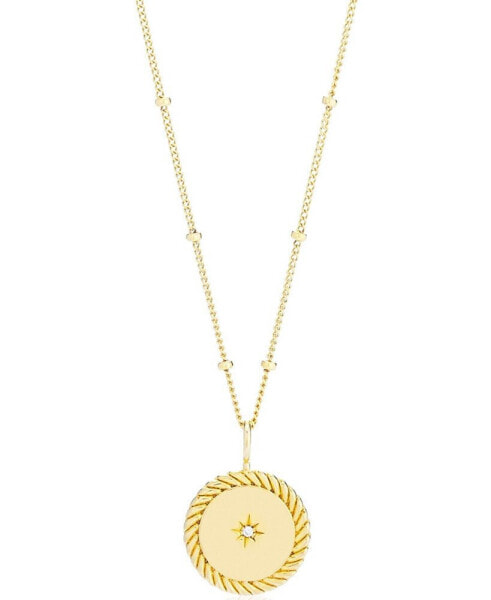 14K Gold Plated Alana Rope Medallion Necklace with Starburst Diamond