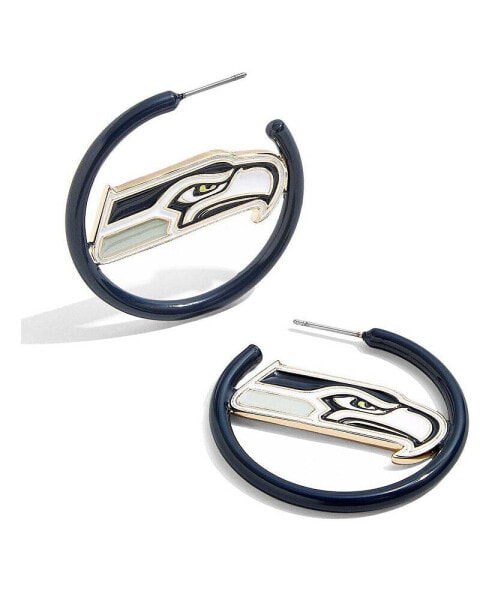Women's Seattle Seahawks Enamel Hoop Earrings