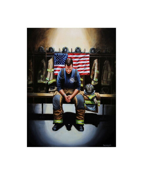 Paul Walsh Praying Firefighter Canvas Art - 27" x 33.5"