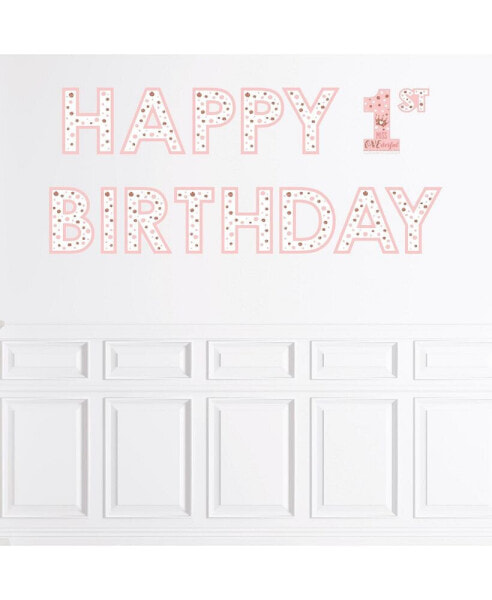 1st Birthday Little Miss Onederful Large Banner Wall Decals Happy Birthday