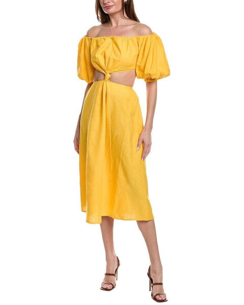 Farm Rio Linen-Blend Maxi Dress Women's Yellow M