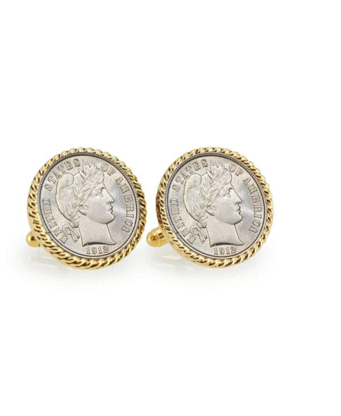 Silver Barber Dime Rope Bezel Coin Cuff Links