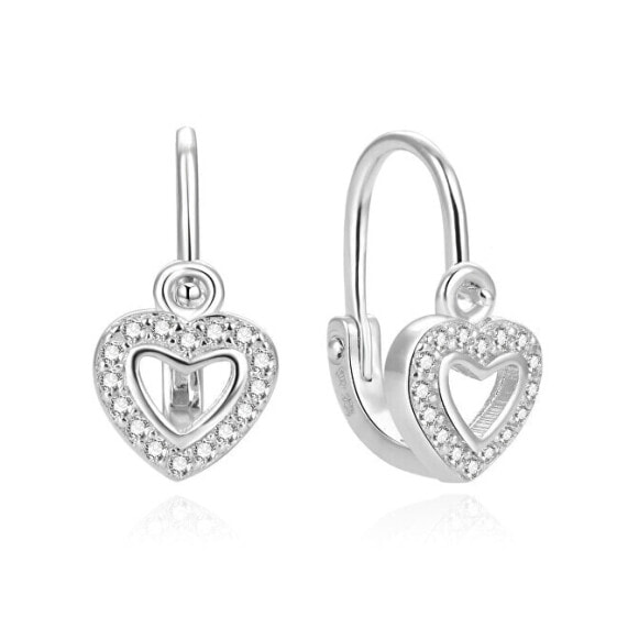 Silver girls earrings Hearts AGUC803DL