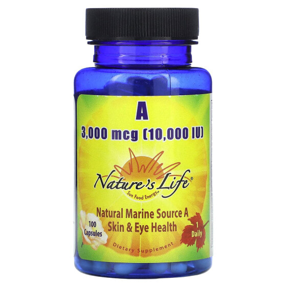 Витамин A Nature's Life, 3 000 мкг (10 000 МЕ), 100 капсул