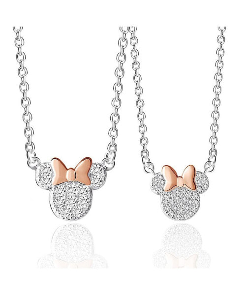 Minnie Mouse Silver Plated Cubic Zirconia Mommy & Me Necklace Set
