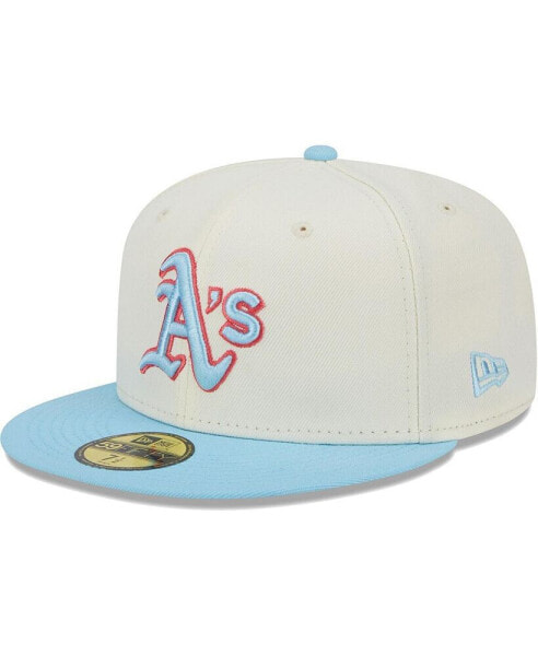 Men's White and Light Blue Oakland Athletics Spring Color Two-Tone 59FIFTY Fitted Hat