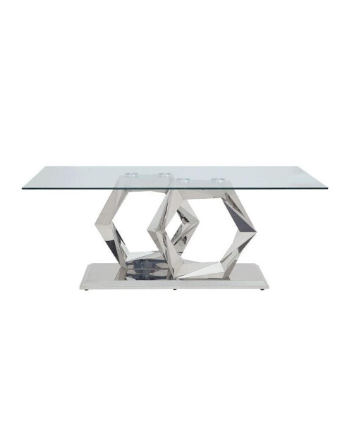 Gianna Dining Table, Clear Glass & Stainless Steel