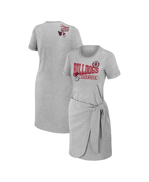 Women's Heather Gray Georgia Bulldogs Knotted T-shirt Dress