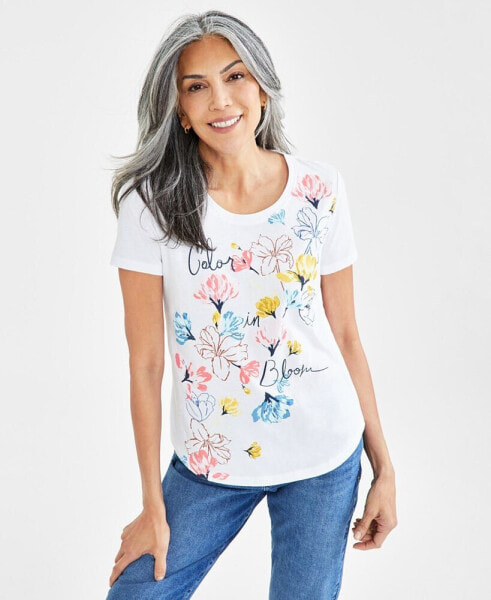 Petite Floral Graphic T-Shirt, Created for Macy's