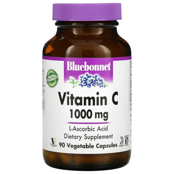 Bluebonnet Nutrition, Витамин C, 1000 мг, 90 растительных капсул