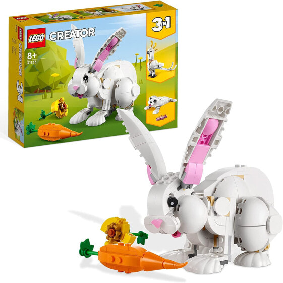 LEGO Creator 31133 3-in-1 White Rabbit Animal Toy Set with Rabbit, Seal and Parrot Figures, Building Block Construction Toy for Children from 8 Years
