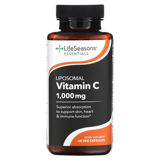 Витамин C липосомальный, 1000 мг, 60 вегетарианских капсул (500 мг в капсуле) LifeSeasons