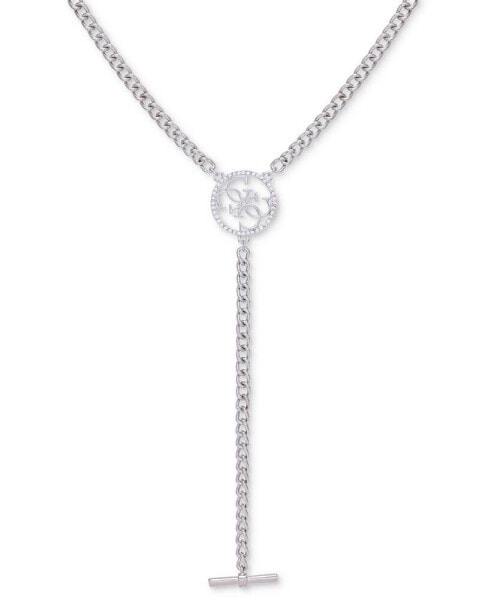 Silver-Tone Pavé Quatro G Logo Lariat Necklace, 20" + 2" extender