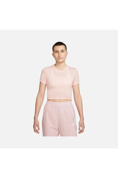 Sportswear Essential Slim Crop-Top Pembe Kadın Tişört
