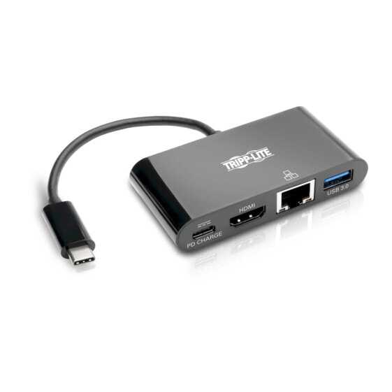 Tripp U444-06N-HGUB-C USB-C Multiport Adapter - HDMI - USB 3.2 Port - GbE - 60W PD Charging - HDCP - Black - USB 3.2 Gen 2 (3.1 Gen 2) Type-C - IEEE 802.3 - IEEE 802.3az - IEEE 802.3u - IEEE 802.3x - Black - HDMI - RJ-45 - USB 3.2 Gen 1 (3.1 Gen 1) Type-A - USB