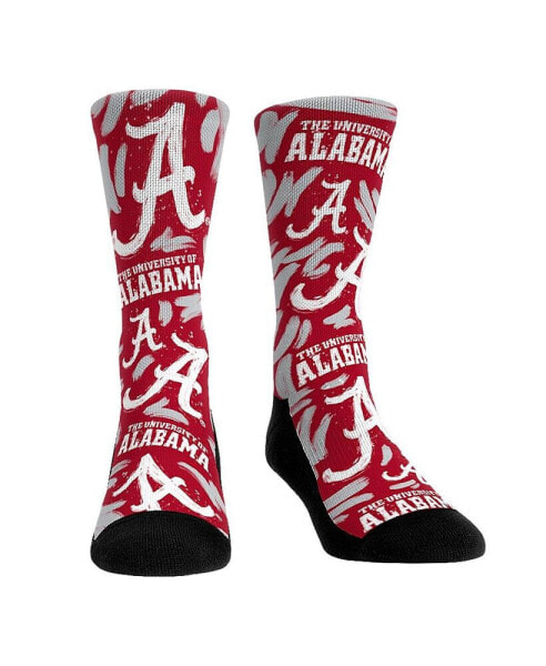 Men's and Women's Socks Alabama Crimson Tide Allover Logo and Paint Crew Socks