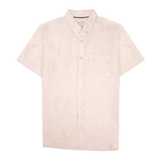 HAPPY BAY Pure linen life is rosy short sleeve shirt