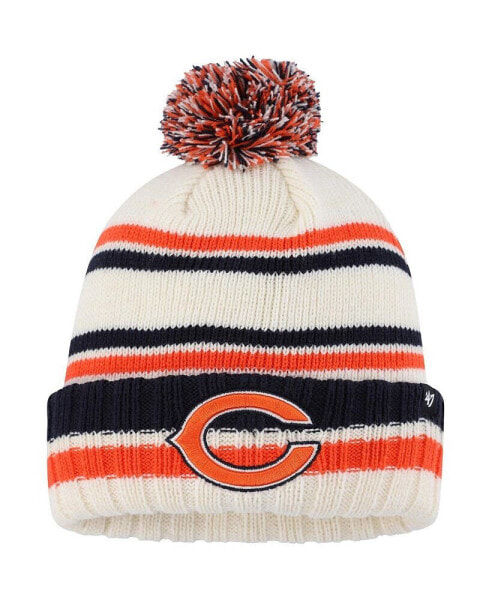 Big Boys Cream Chicago Bears Driftway Cuffed Knit Hat with Pom